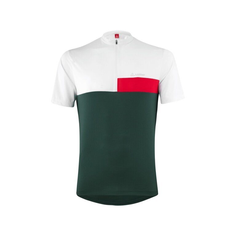 Löffler Bicycle Shirt Bike Half-Zip Mondo (Zip Back Pocket, Quick-Drying) Forest Green/White Men's