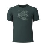 Löffler Hiking/Recreation T-shirt Print Shirt Cottage Merino-Tencel navy blue forest green