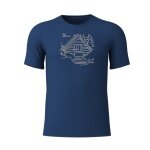 Löffler Hiking/Recreation T-shirt Print Shirt Cottage Merino-Tencel navy blue Men's