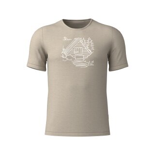Löffler Hiking/Leisure T-shirt Print Shirt Cottage Merino-Tencel beige Men's