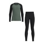 Löffler Functional Underwear Set Long CB Transtex® Warm Merino 200 (Long Sleeve Shirt and Long Trousers) green/black Children