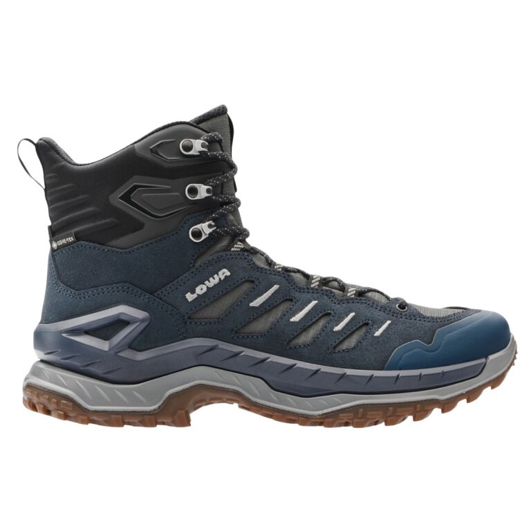 Lowa Innovo Mid GTX Hiking Shoes (All-Terrain, Suede, Waterproof) navy blue/grey Men's