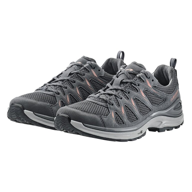 Lowa Hiking Travel Shoes Innox Evo II Low (All-Terrain, Synthetic/Textile) 2025 asphalt/salmon Ladies
