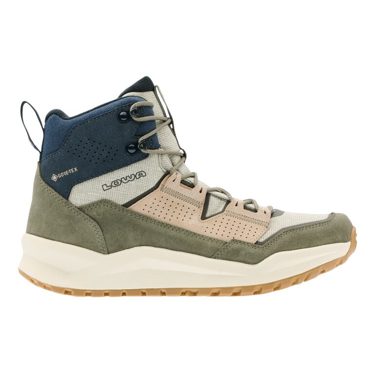 Lowa Kaloya Mid GTX Hiking Shoes (Nubuck Leather/Textile, waterproof) olive green/navy blue men's