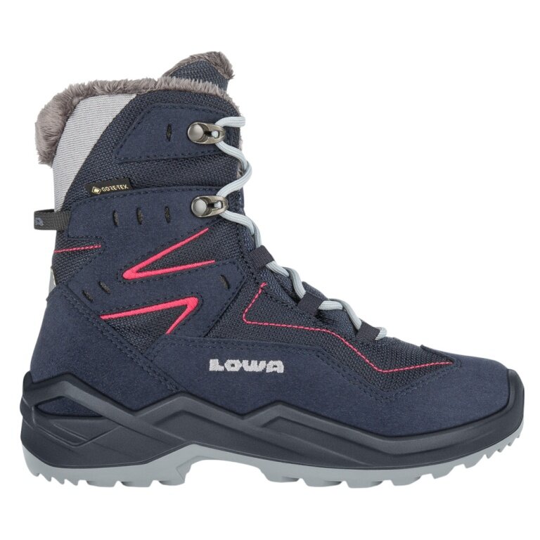 Lowa Winter Boots Lino GTX High (Suede/Textile, waterproof) 2025 navy blue/fuchsia children