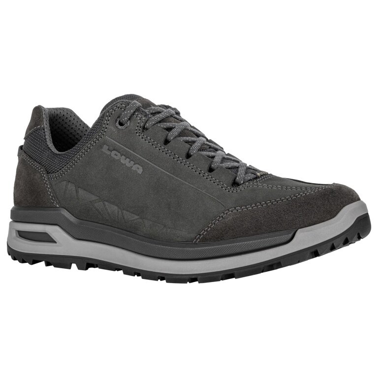 Lowa Everyday Travel Shoes Bellagio Low GTX (Nubuck Leather, Waterproof) Anthracite Grey Men