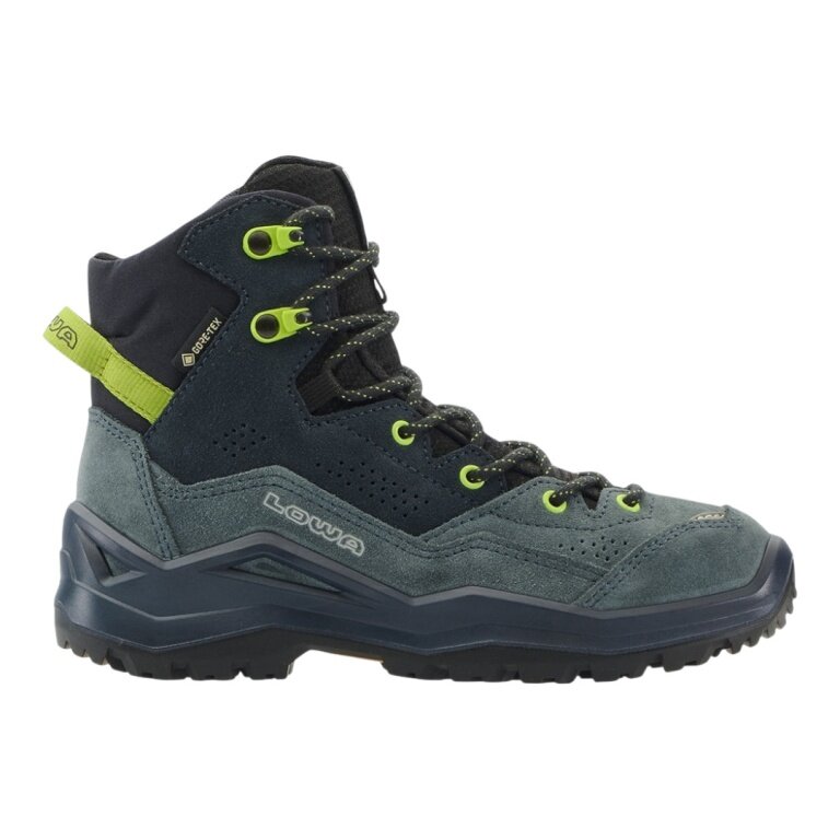Lowa Hiking Shoes Wandax Mid GTX (Suede/Synthetic, waterproof) dark petrol/lime children