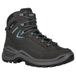 Lowa Renegade Evo Mid GTX Walking Shoes (All-Terrain, Nubuck Leather, Waterproof) 2025 Asphalt Grey/Turquoise Ladies