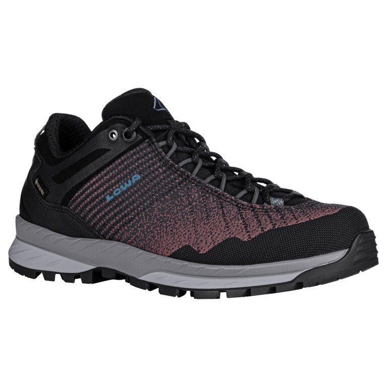 Lowa Walking Shoes Carezza GTX Low (Trekking, Textile/Synthetic, Waterproof) Black/Pink Ladies