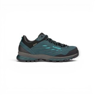 Lowa Delago GTX Low Hiking Shoes (Trekking, Suede, Waterproof) Petrol Blue/Aquamarine Ladies