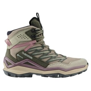 Lowa Maddox Mid GTX Hiking Shoes (All-Terrain, Textile/Synthetic, Waterproof) brown/old pink Ladies