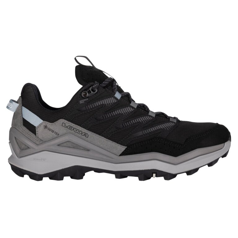 Lowa Maddox Pro GTX Low Walking Shoes (Textile/Synthetic, waterproof) black/grey ladies