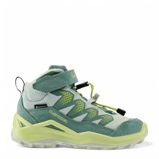 Lowa Maddox Pro Mid GTX Velcro Junior Hiking Shoes (Textile/Suede, Velcro Fastening, Waterproof) Smoke Green/Mint Green Children