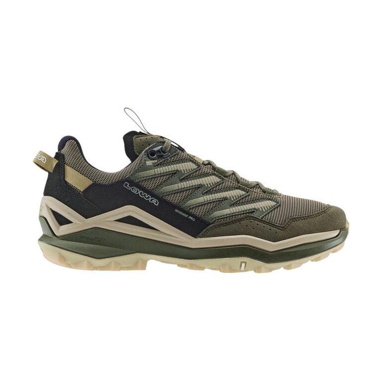 Lowa Maddox Pro Low Hiking Shoes (Fast-Hiking, Textile/Synthetic) black/olive men's
