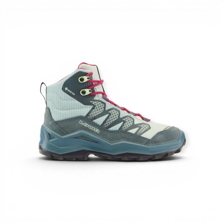 Lowa Maddox Pro Mid GTX Junior Hiking Shoes (Textile/Suede, waterproof) petrol green/pink toddlers