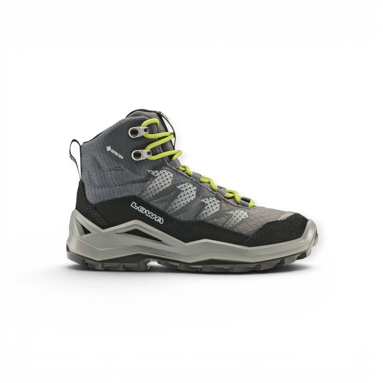 Lowa Maddox Pro Mid GTX Junior Hiking Shoes (Textile/Suede, waterproof) black/lime toddlers