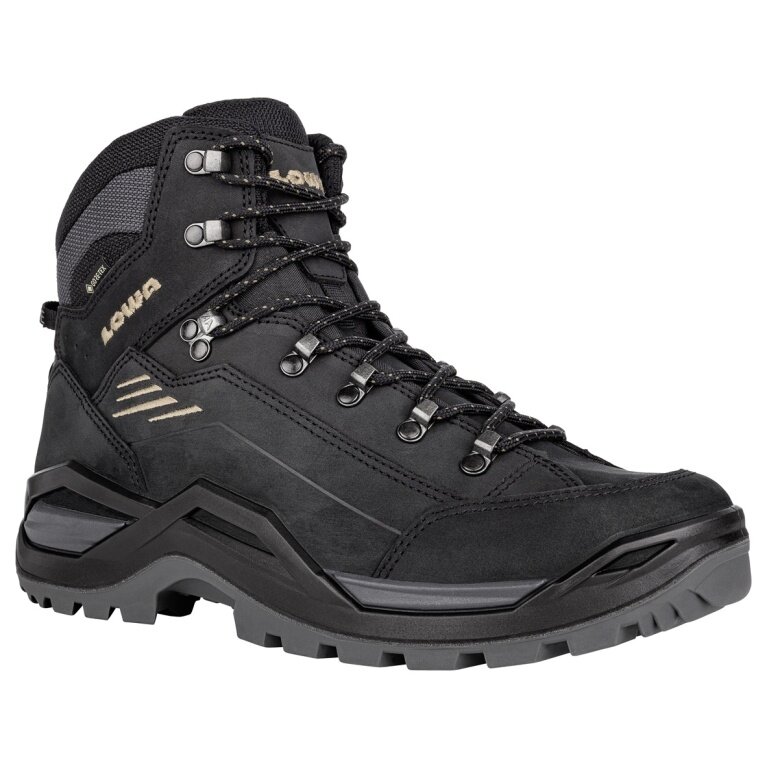 Lowa Hiking Shoes Renegade EVO Mid GTX (All-Terrain, Nubuck Leather, Waterproof) Black/Dune Men's