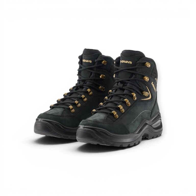 Lowa Renegade Evo Mid GTX Walking Shoes (All-Terrain, Nubuck Leather, Waterproof) black/champagne Ladies
