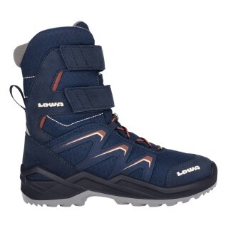 Lowa Maddox Warm High GTX Winter Boots (Textile/Synthetic, waterproof) navy blue/red wood children