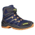 Lowa Winter Shoes Maddox Warm Mid GTX (Textile/Synthetic, waterproof) 2024 navy blue/orange toddlers