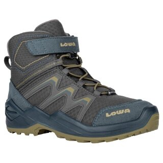 Lowa Winter Shoes Maddox Warm Mid GTX (Textile/Synthetic, waterproof) 2024 petrol/mustard toddlers