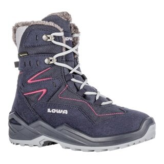 Lowa Winter Boots Lino GTX High (Suede/Textile, waterproof) 2024 navy blue/fuchsia children
