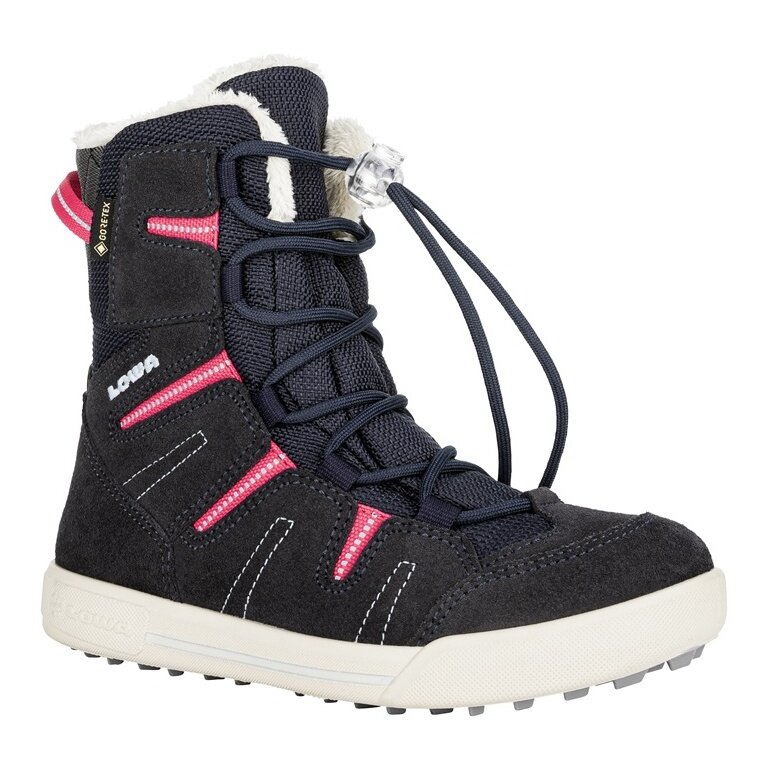 Lowa Winter Boots Lucy GTX (Suede/Textile, Waterproof) Navy Blue/Fuchsia Kids