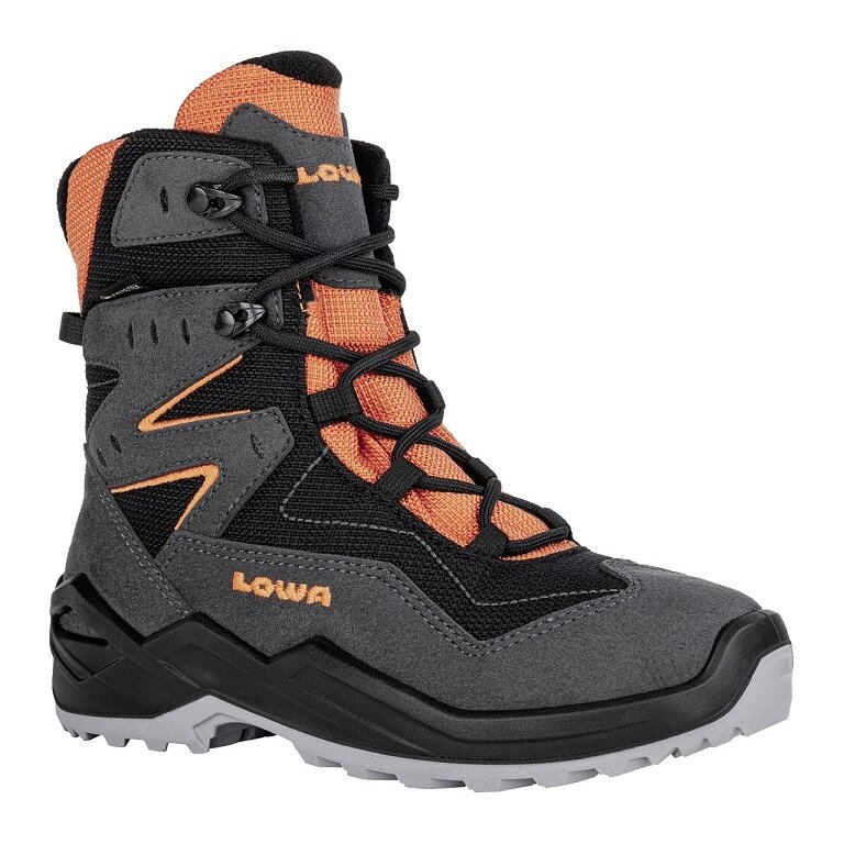 Lowa Winter Boots Lino GTX (Textile/Synthetic, waterproof) graphite grey/orange Kids