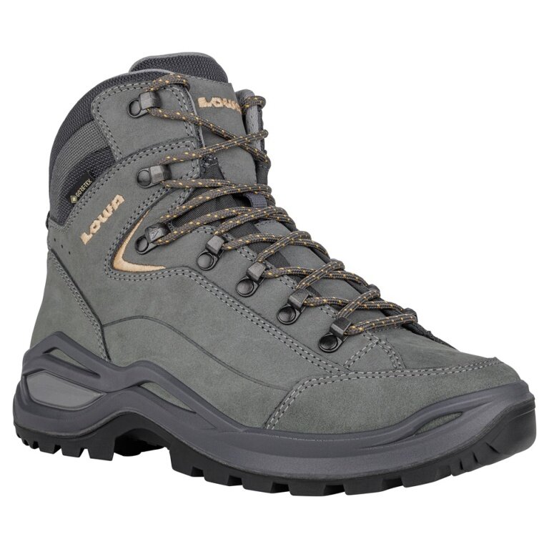 Lowa Renegade Evo Mid GTX Hiking Shoes (All-Terrain, Nubuck Leather, Waterproof) 2025 Graphite Grey/Apricot Ladies