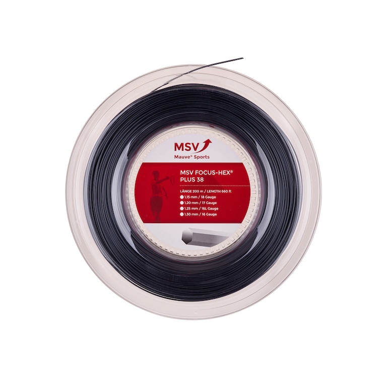 MSV Tennis String Focus Hex Plus 38 (Durability+Spin) black 200m roll