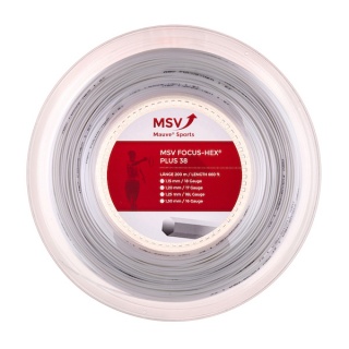 MSV Tennis String Focus Hex Plus 38 (Durability+Spin) white 200m roll