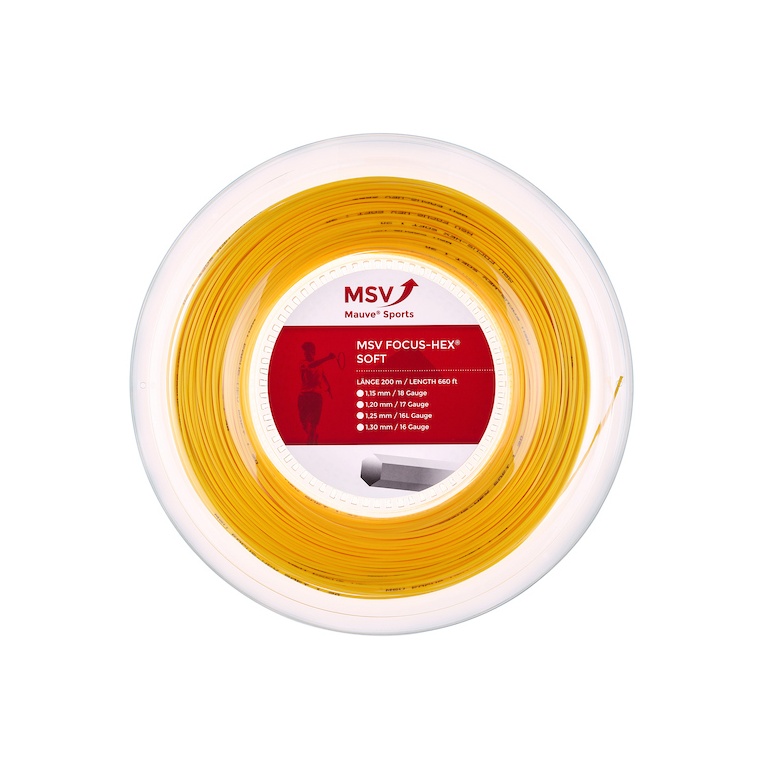 MSV Tennis String Focus Hex Soft 1.20 (Durability+Touch) yellow 200m roll