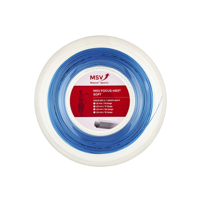 MSV Tennis String Focus Hex Soft 1.15 (Durability+Touch) light blue 200m roll