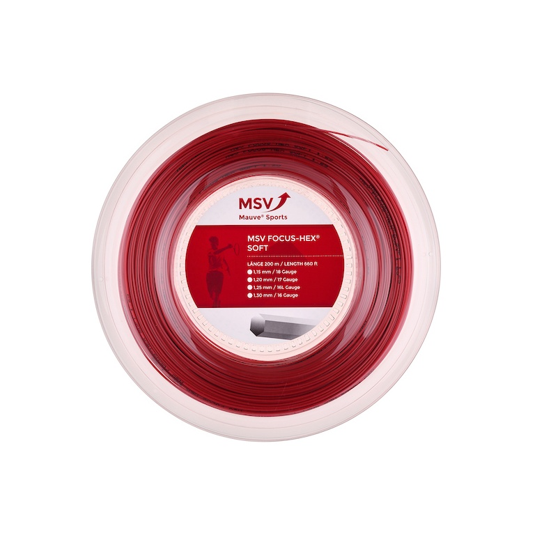 MSV Tennis String Focus Hex Soft 1.25 (Durability+Touch) red 200m roll