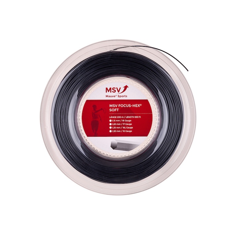 MSV Tennis String Focus Hex Soft (Durability+Touch) black 200m roll