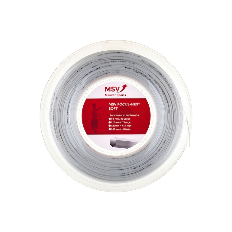 MSV Tennis String Focus Hex Soft (Durability+Touch) white 200m roll