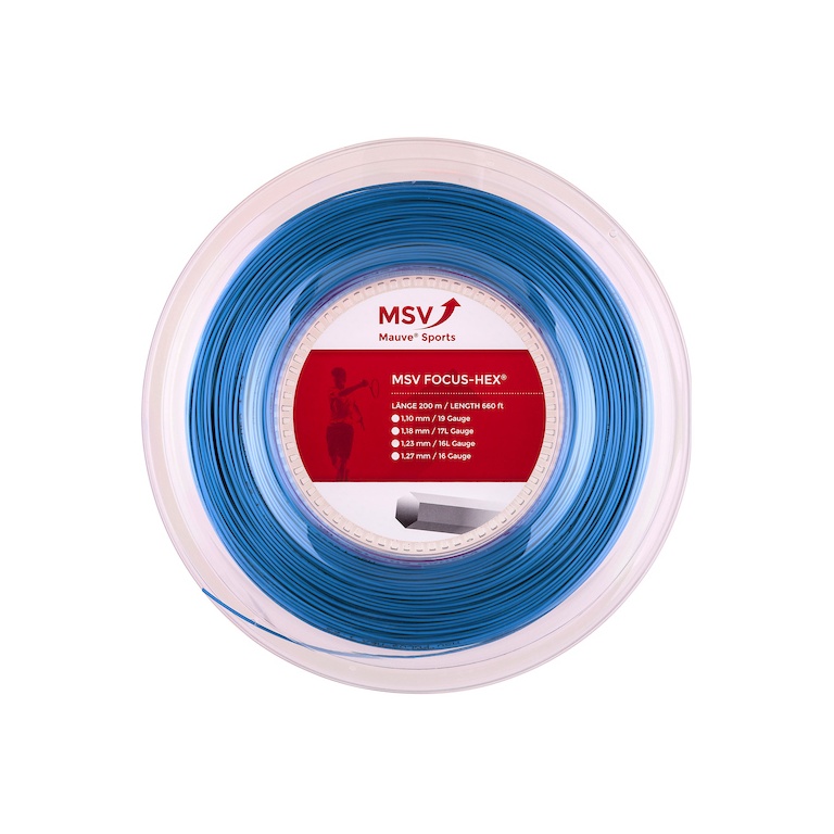 MSV Tennis String Focus Hex (Durability+Spin) light blue 200m roll