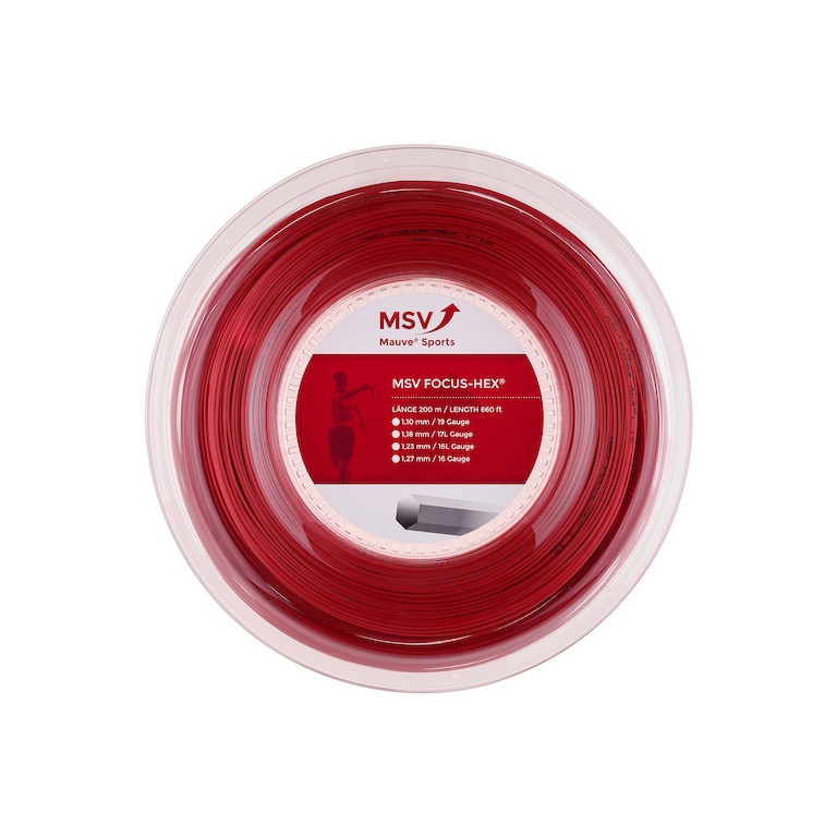 MSV Tennis String Focus Hex (Durability+Spin) red 200m roll