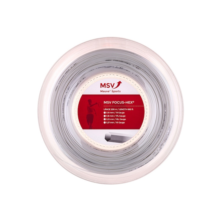 MSV Tennis String Focus Hex (Durability+Spin) white 200m roll