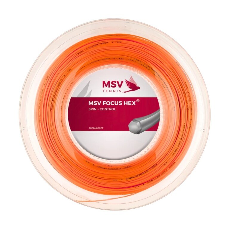 MSV Tennis String Focus Hex (Durability + Spin) orange 200m reel