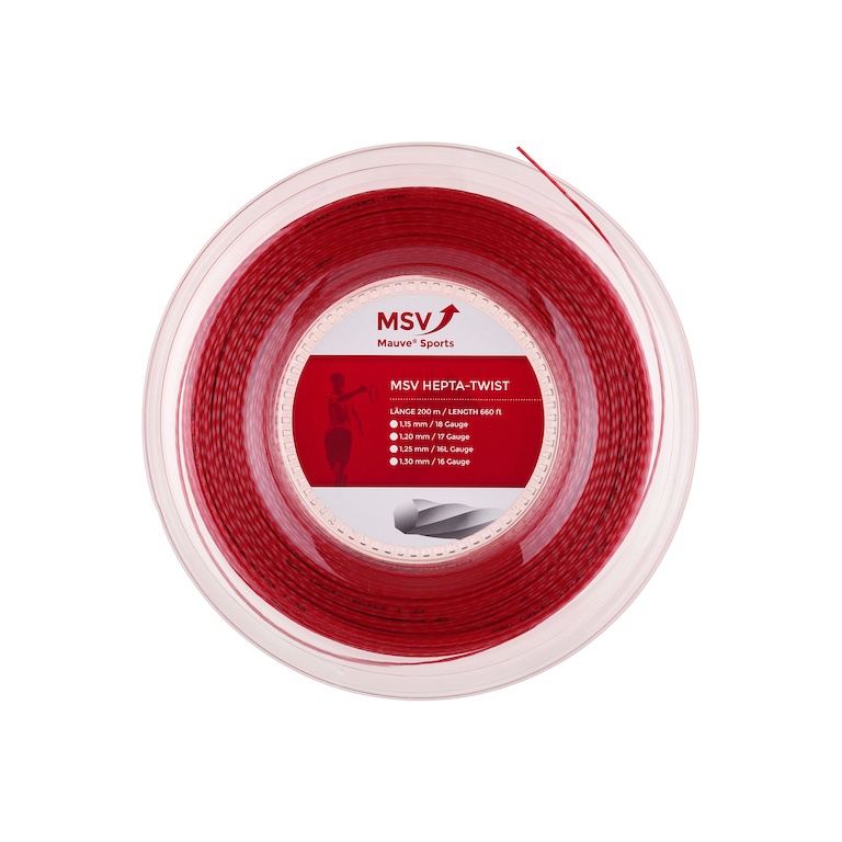 MSV Tennis String Hepta Twist (Durability+Spin) red 200m roll