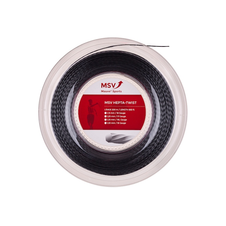 MSV Tennis String Hepta Twist (Durability+Spin) anthracite 200m roll
