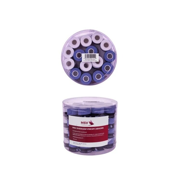 MSV Overgrip Prespi Absorb 0.6mm (Sweat absorption/Comfort) blue/white 60-pack Box