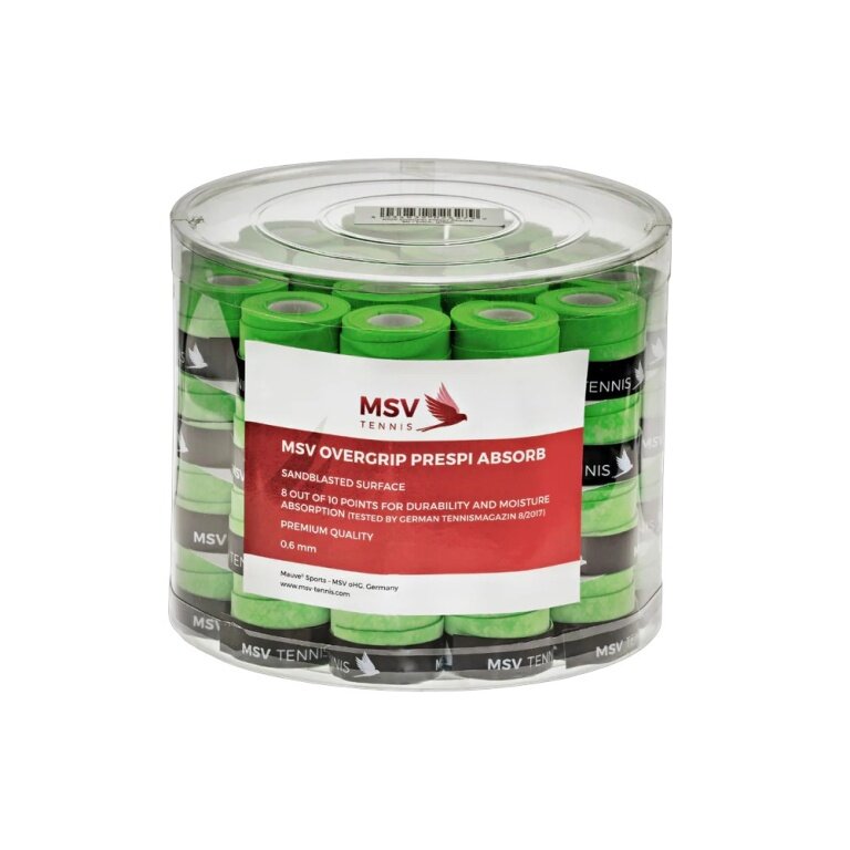 MSV Overgrip Prespi Absorb 0.6mm (Sweat absorption/Comfort) green 60-pack box