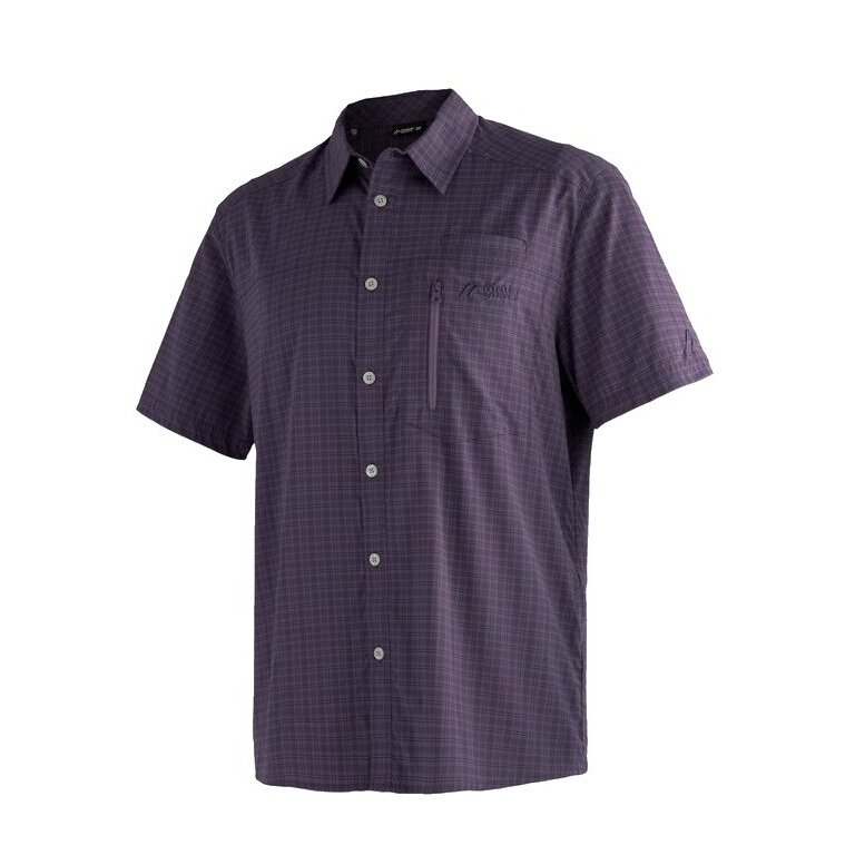 Maier Sports Travel/Hiking Shirt Mats (optimal freedom of movement, chest pocket) purple men's