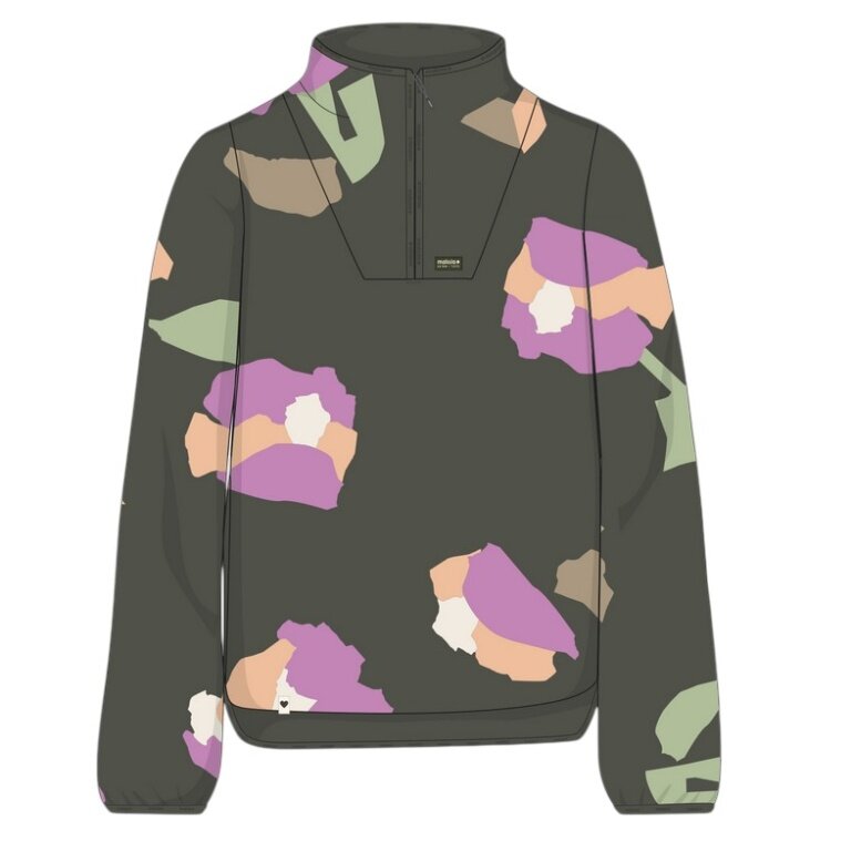 Maloja Fleece Pullover MeltinaM (Half Zip, breathable) dark green/flower ladies