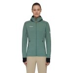 Mammut Fleece Jacket Taiss Light ML Hooded (Midlayer, 4-Way Stretch) Jade Green/Black Women