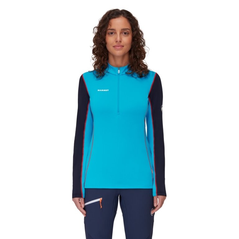 Mammut Fleece Pullover Aenergy Half Zip (Midlayer, Polartec Power Grid Fleece) sky blue/navy blue Women