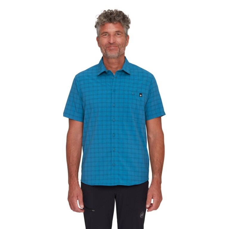 Mammut Hiking Shirt Lenni Short Sleeve 2024 (with Chest Pocket) deep blue/marine blue Men