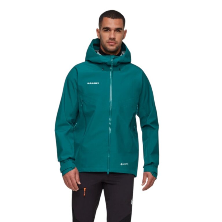 Mammut All-Season Hiking Jacket Crater IV Hardshell Hooded (3-Layer, Waterproof, Durable) teal green Men's